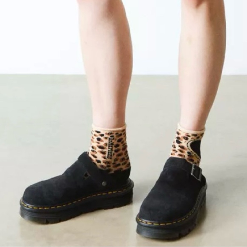 ** NEW ** DR. MARTENS ZEBZAG SUEDE SLINGBACK PLATFORM MULES BLACK 7 US 🖤